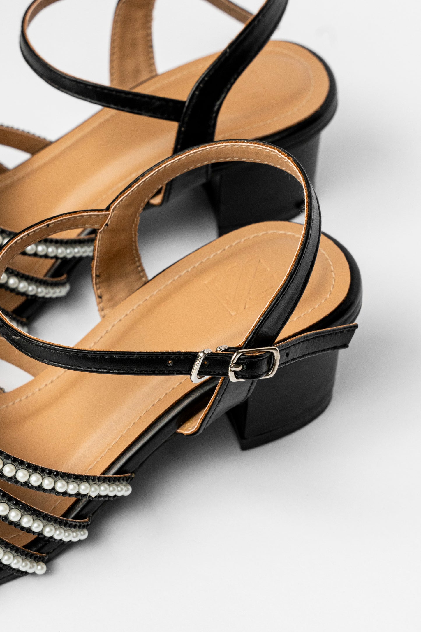 Pearl Bow Ankle Strap Heels