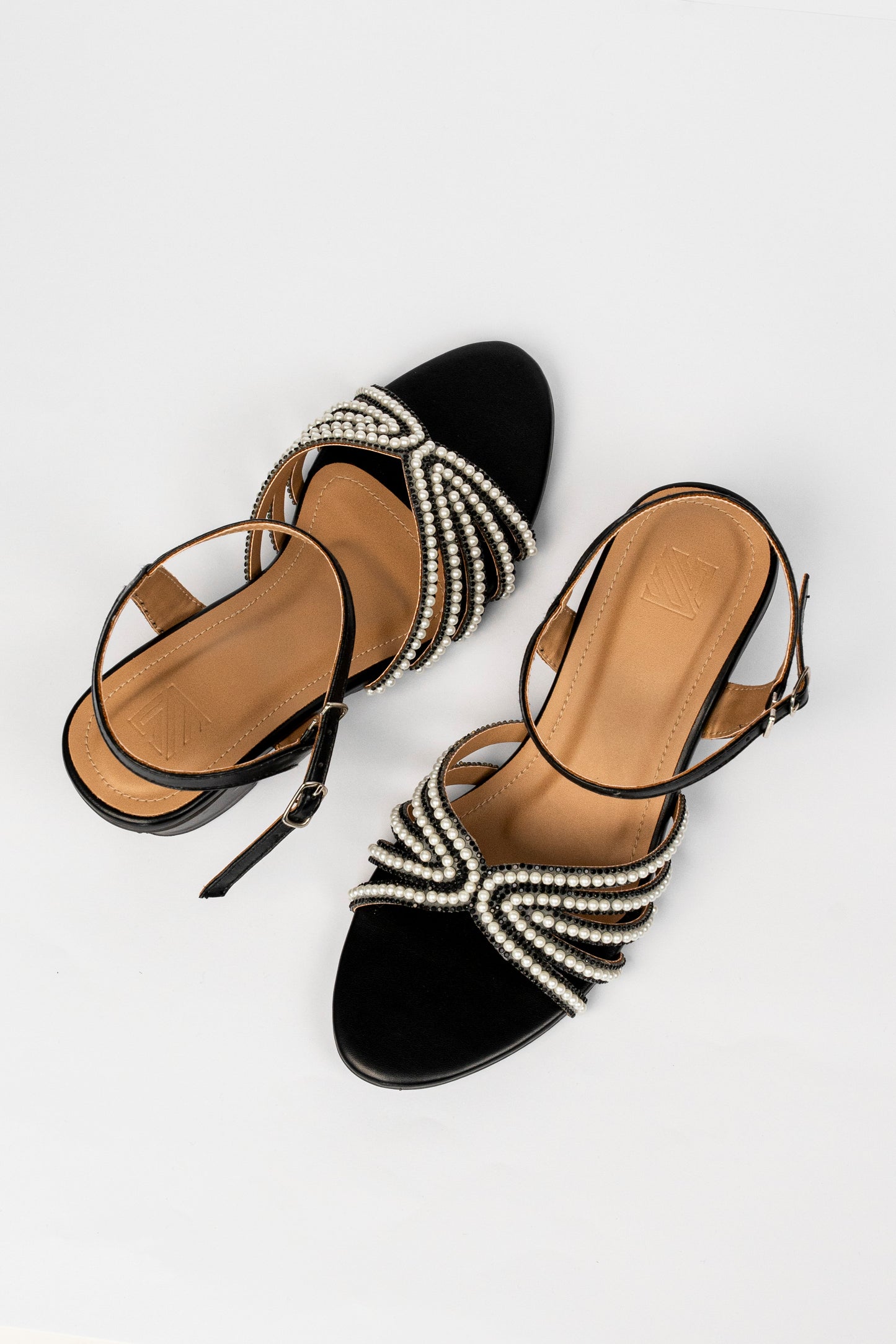 Pearl Bow Ankle Strap Heels