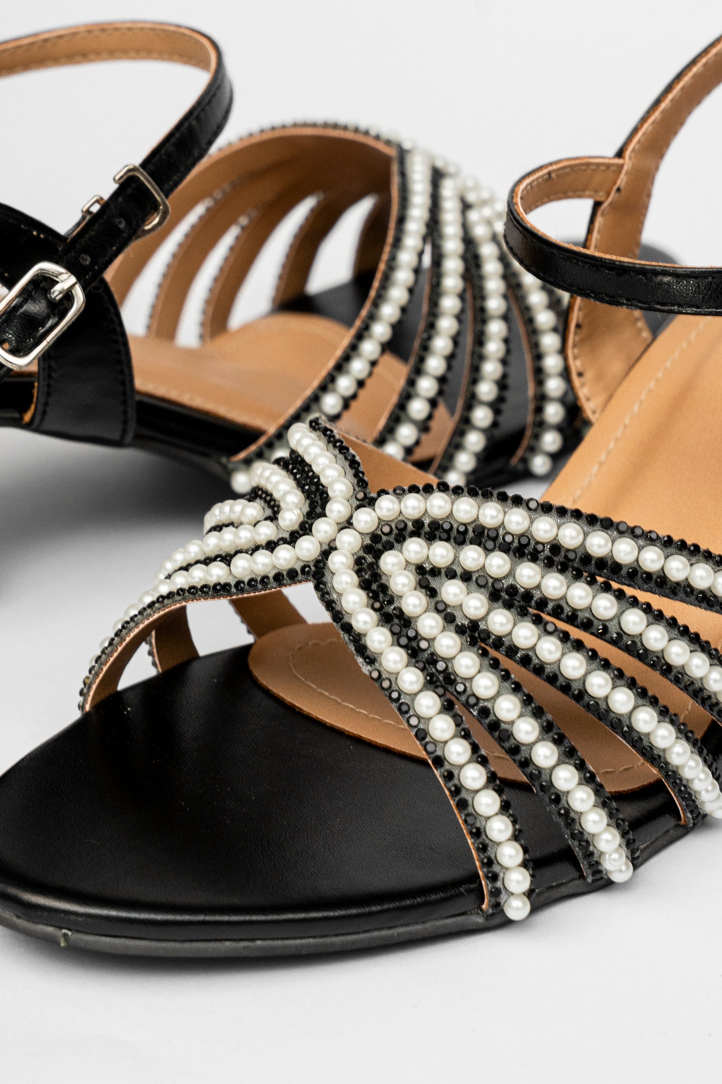 Pearl Bow Ankle Strap Heels