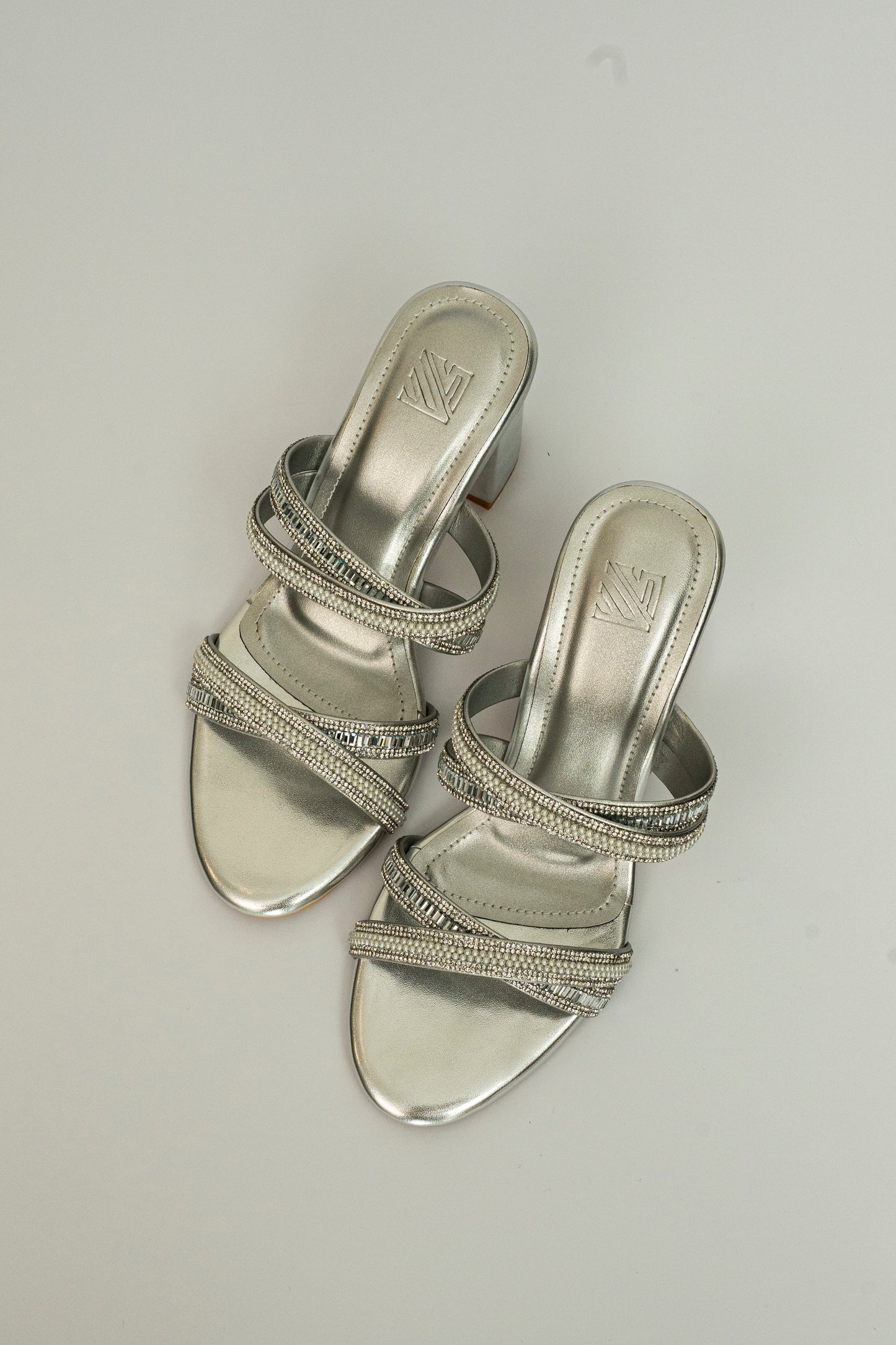 Embellished Crossover Strap Heels