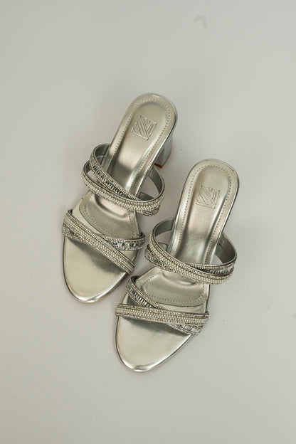 Embellished Crossover Strap Heels