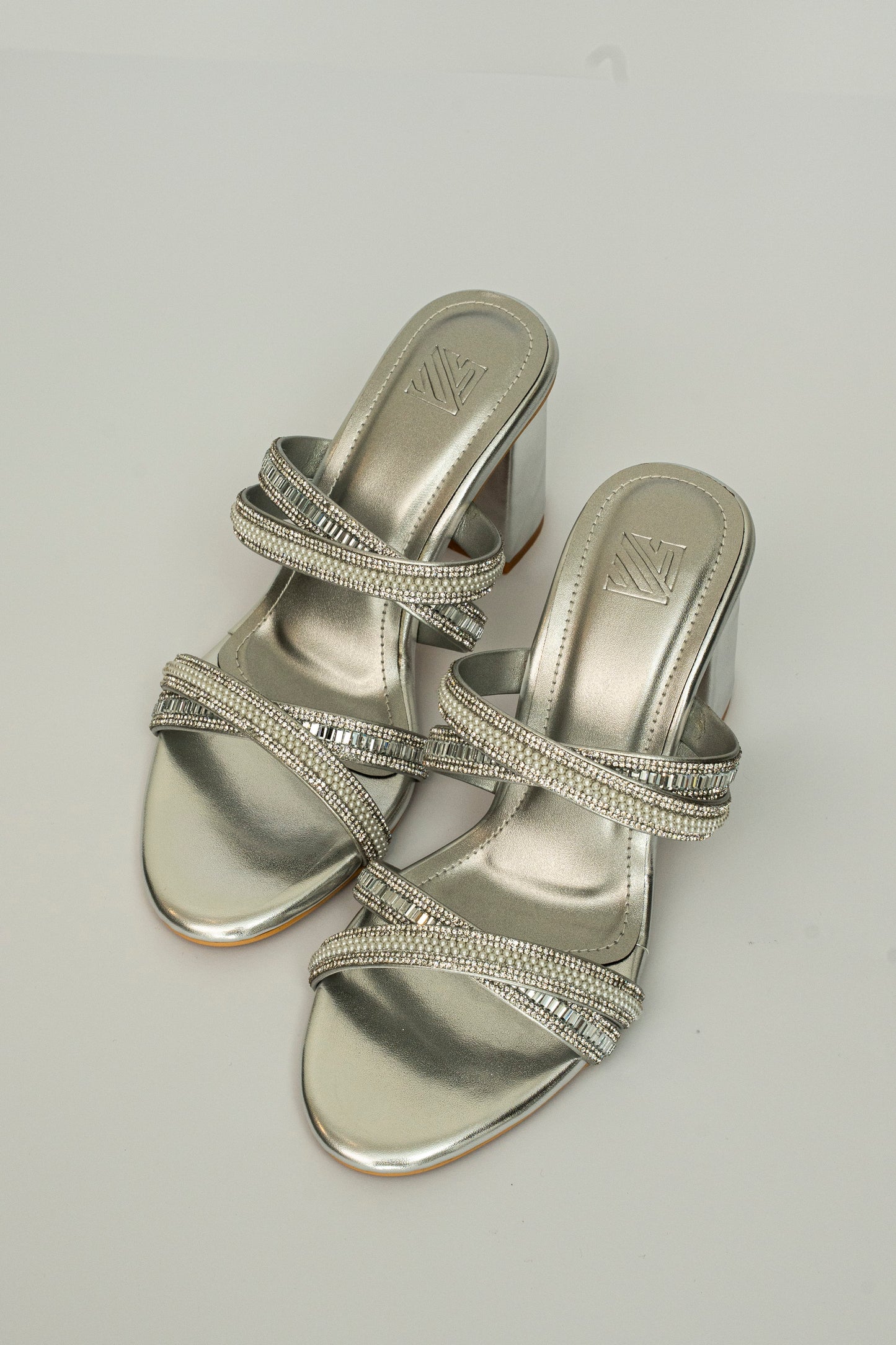 Embellished Crossover Strap Heels