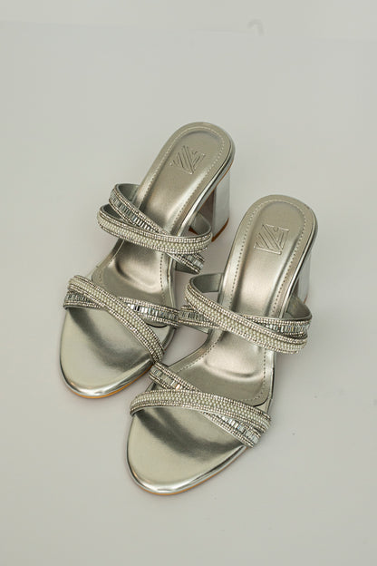 Embellished Crossover Strap Heels