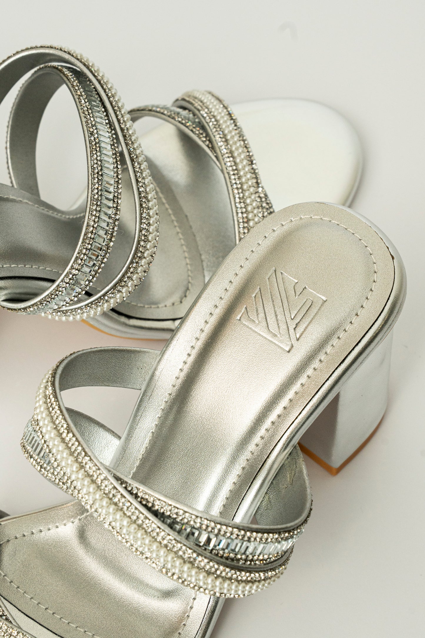 Embellished Crossover Strap Heels