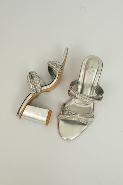 Embellished Crossover Strap Heels