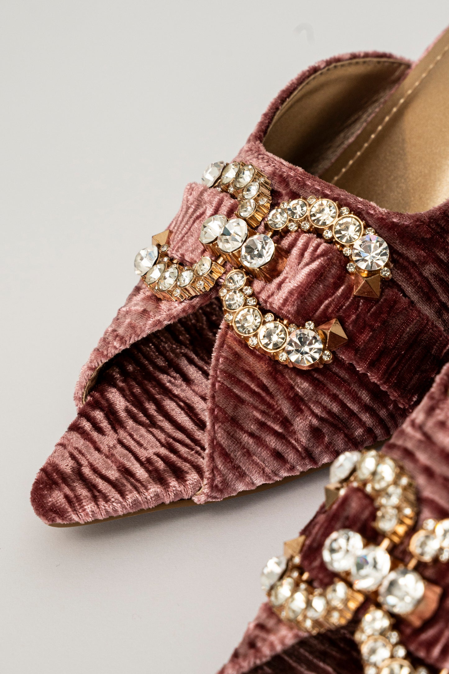 Velvet Embellished Mule Heels
