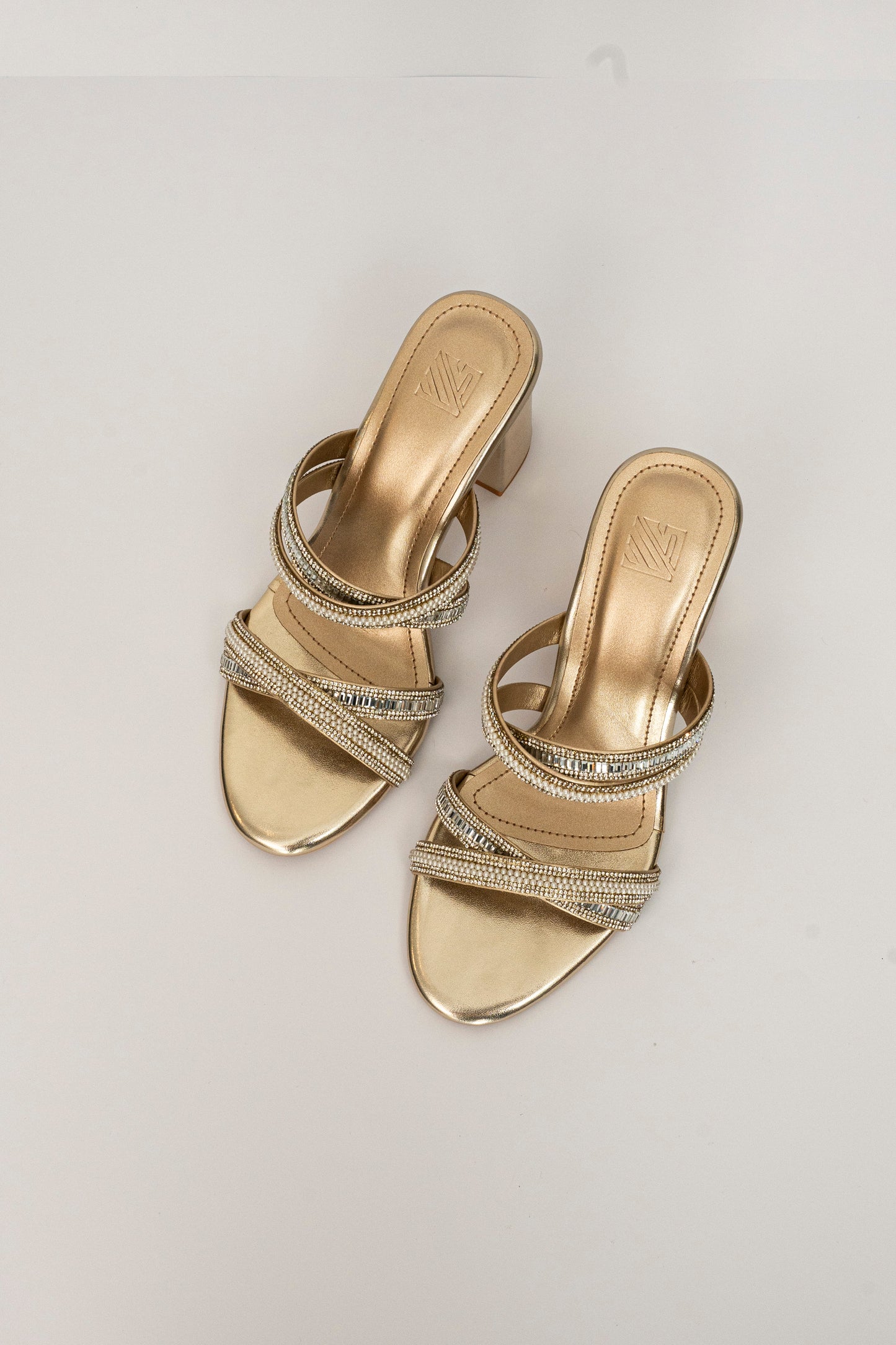 Embellished Crossover Strap Heels