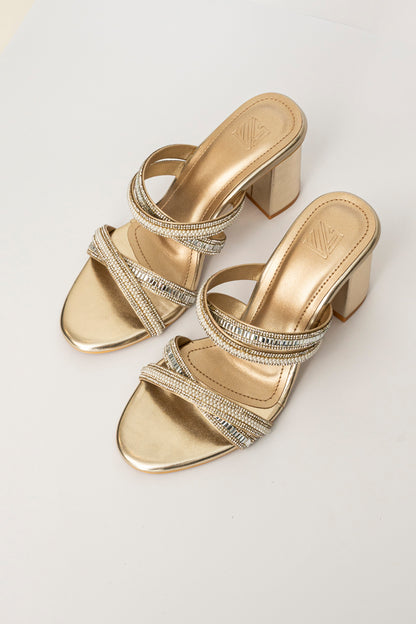 Embellished Crossover Strap Heels
