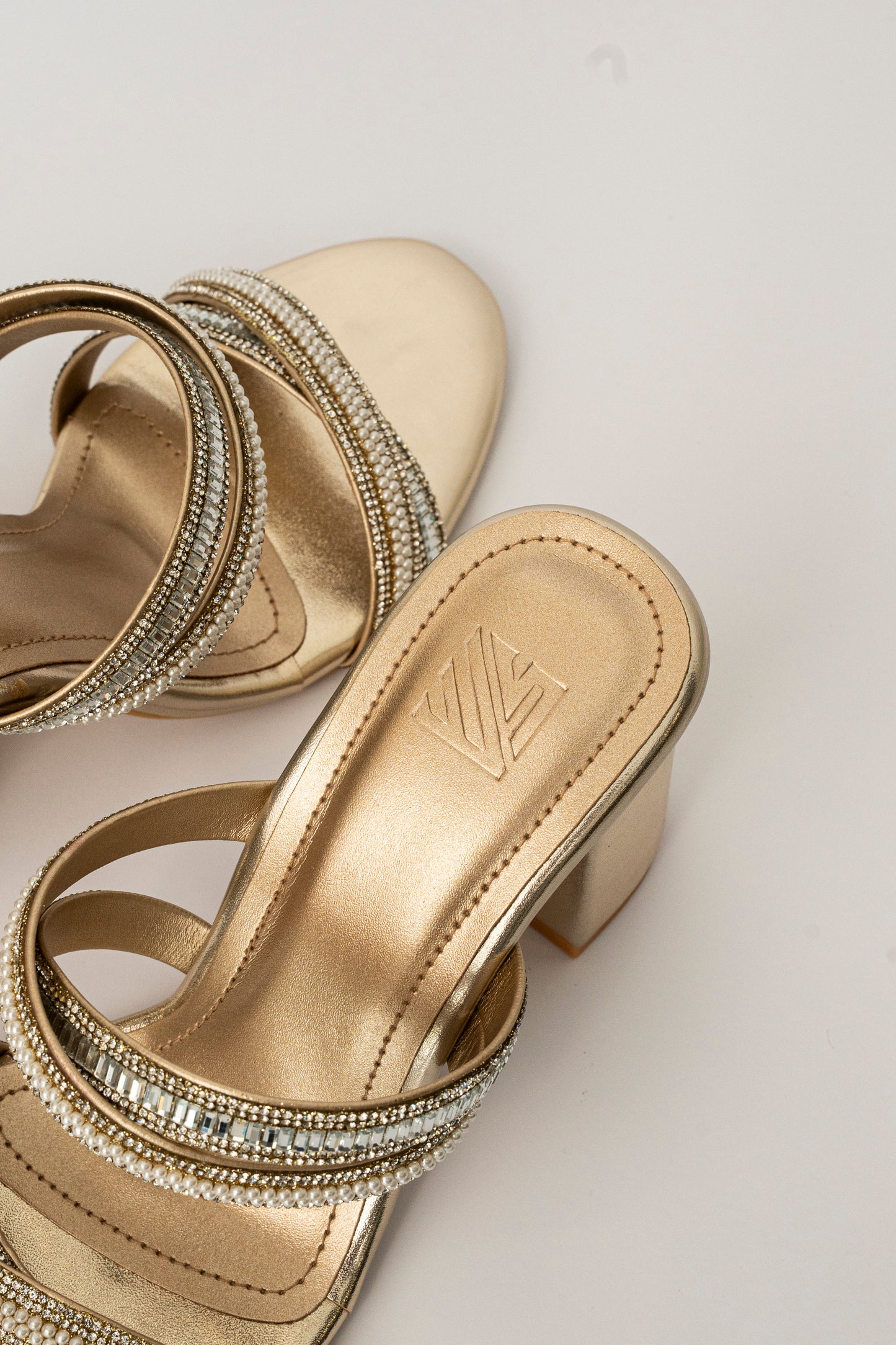 Embellished Crossover Strap Heels
