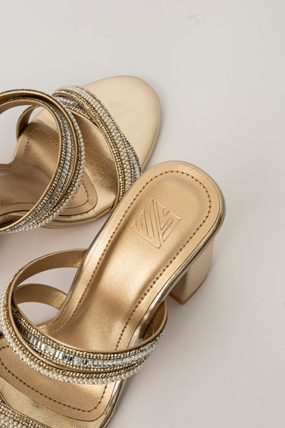 Embellished Crossover Strap Heels