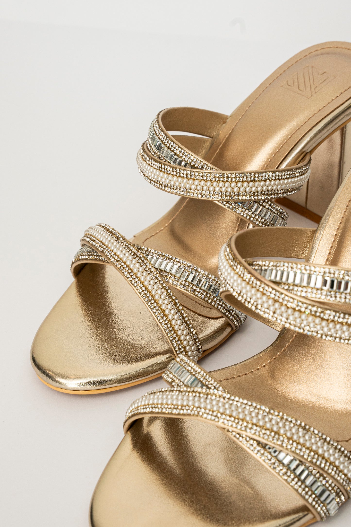 Embellished Crossover Strap Heels