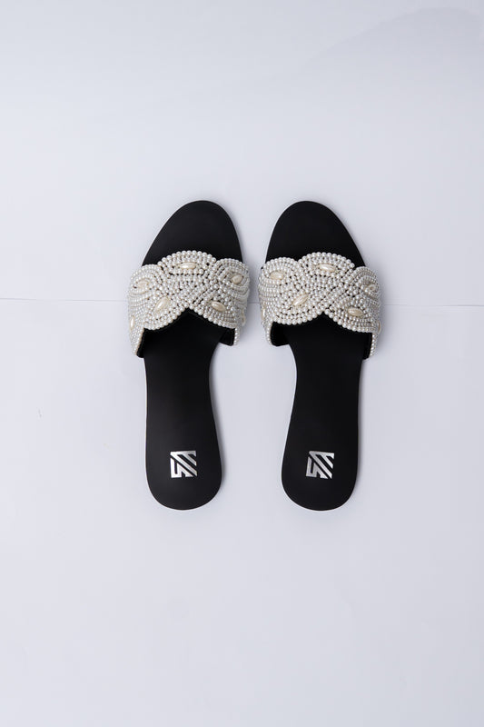 Pearl Cross Strap Flats