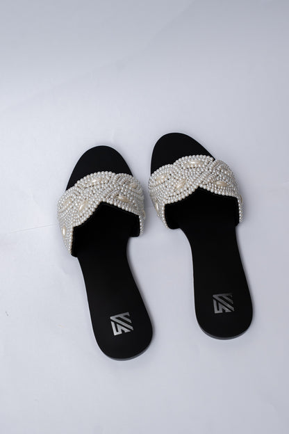 Pearl Cross Strap Flats