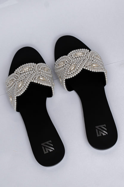 Pearl Cross Strap Flats