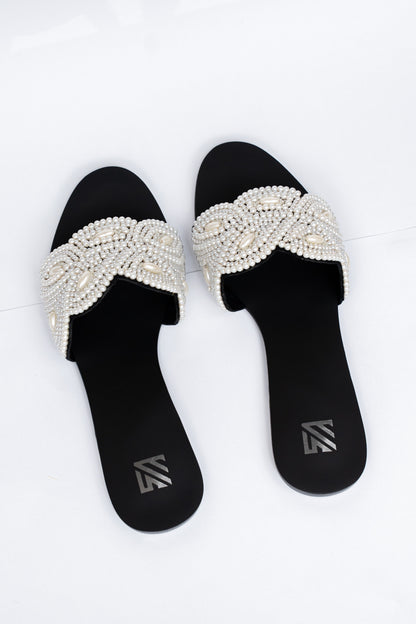 Pearl Cross Strap Flats