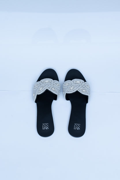 Pearl Cross Strap Flats