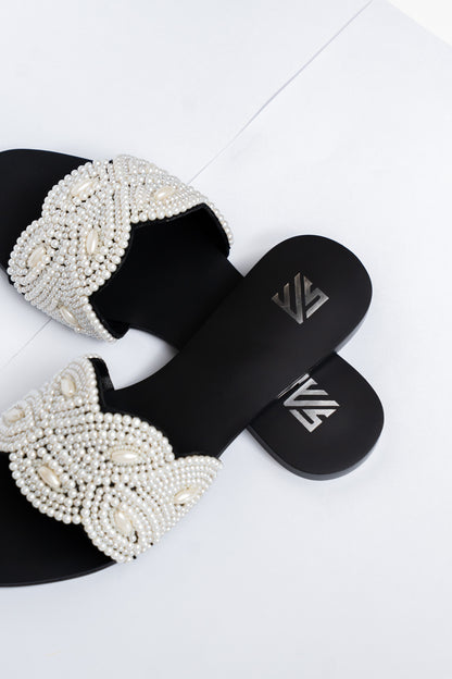 Pearl Cross Strap Flats