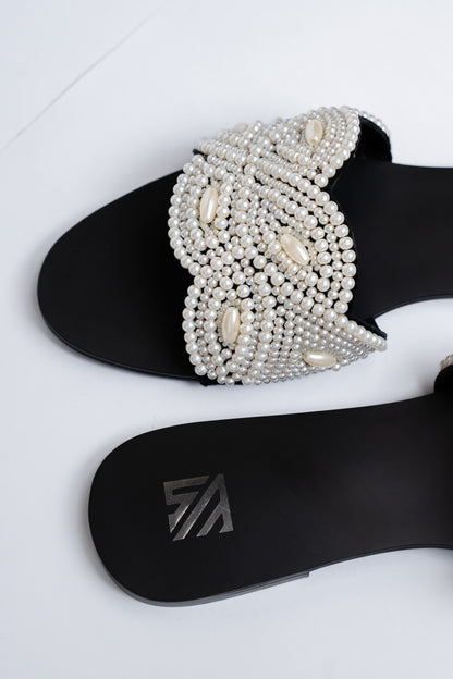 Pearl Cross Strap Flats