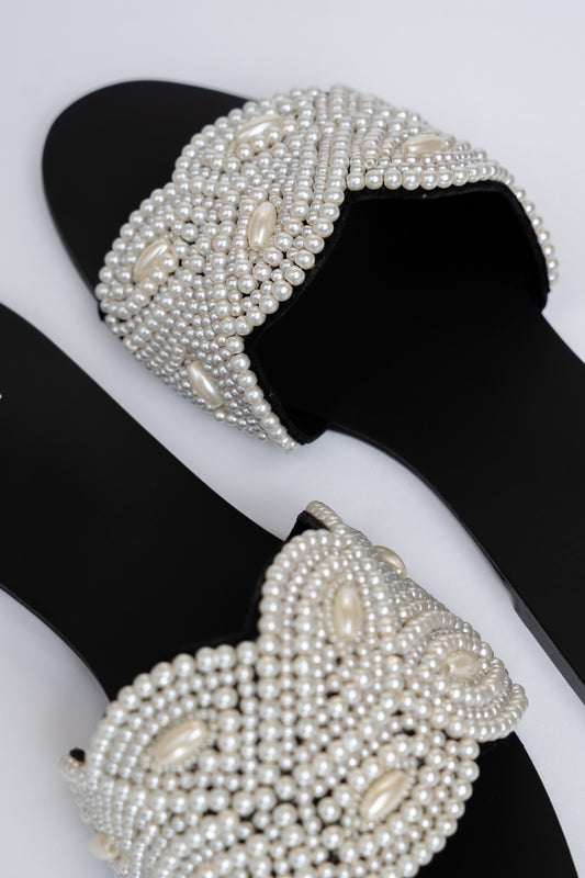 Pearl Cross Strap Flats