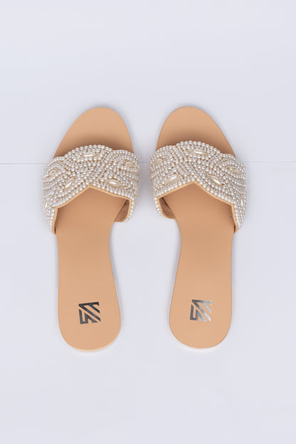Pearl Cross Strap Flats