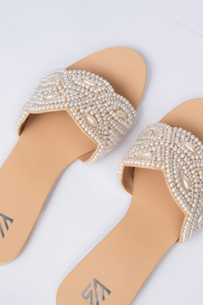 Pearl Cross Strap Flats