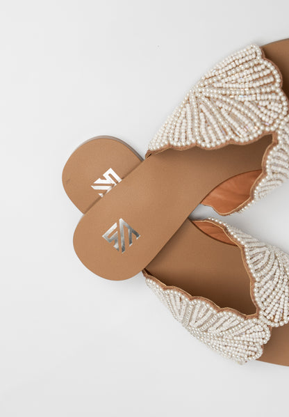 Pearl Leaf Embellished Flats