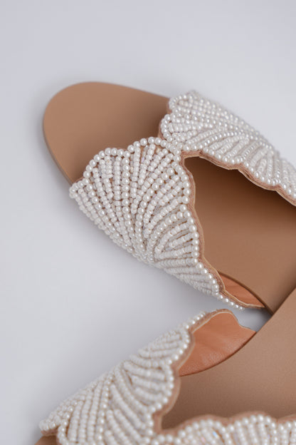 Pearl Leaf Embellished Flats