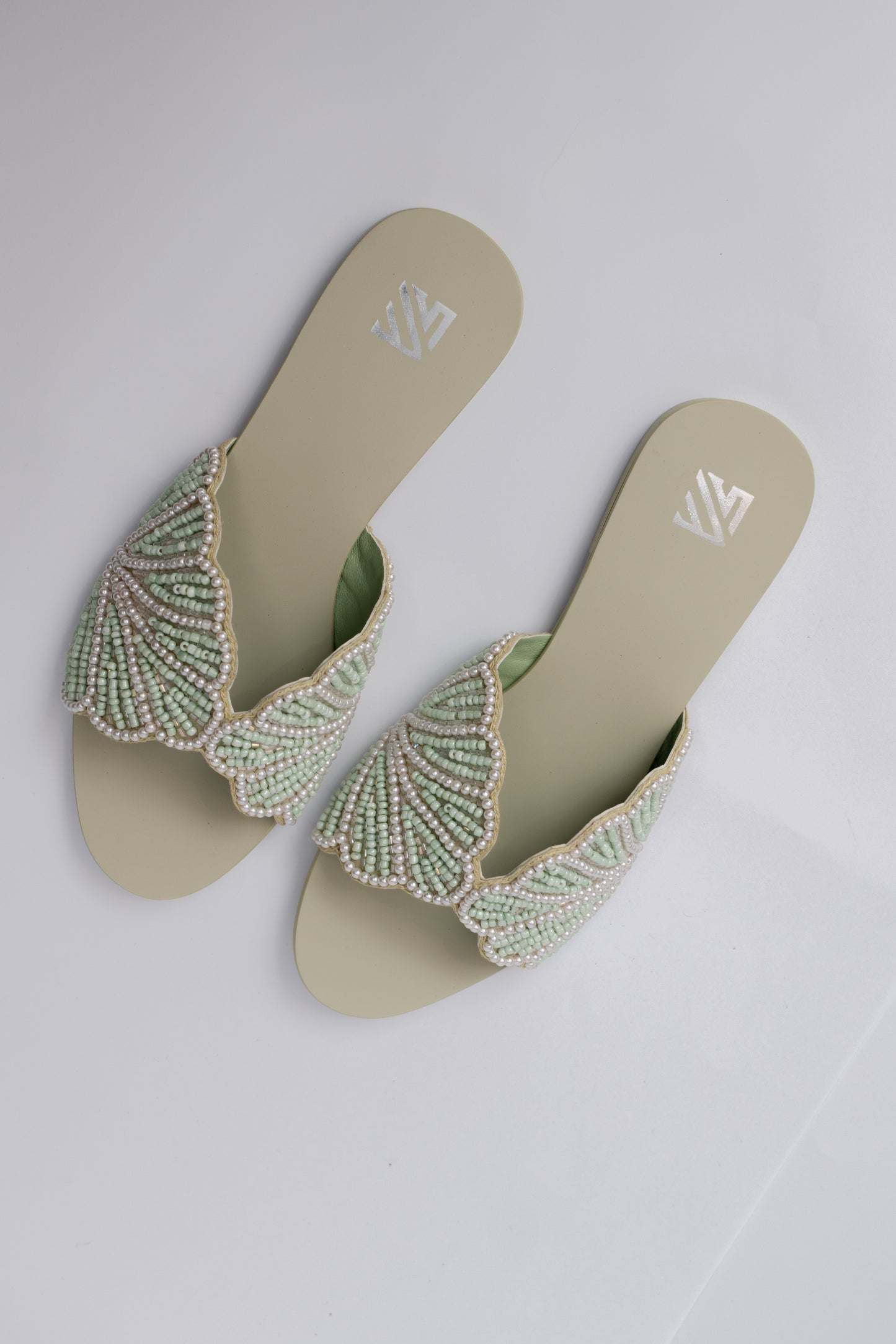 Pearl Leaf Embellished Flats