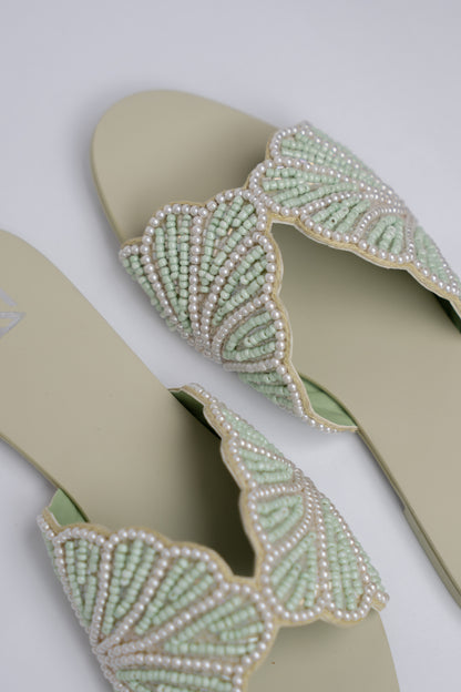 Pearl Leaf Embellished Flats
