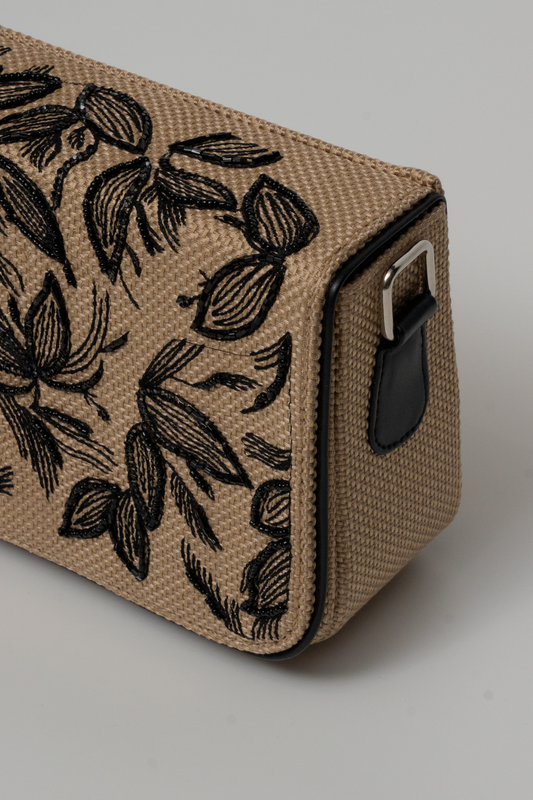 Floral Hand-Embroidered Beaded Box Bag
