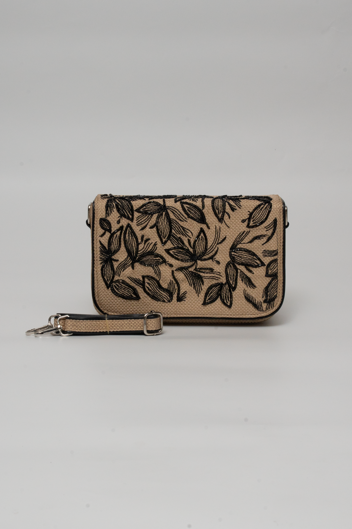 Floral Hand-Embroidered Beaded Box Bag