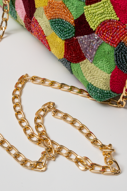 Multicolor Hand-Embroidered Beaded Sling Bag