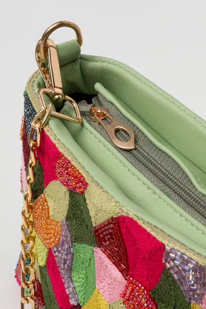Multicolor Hand-Embroidered Beaded Sling Bag