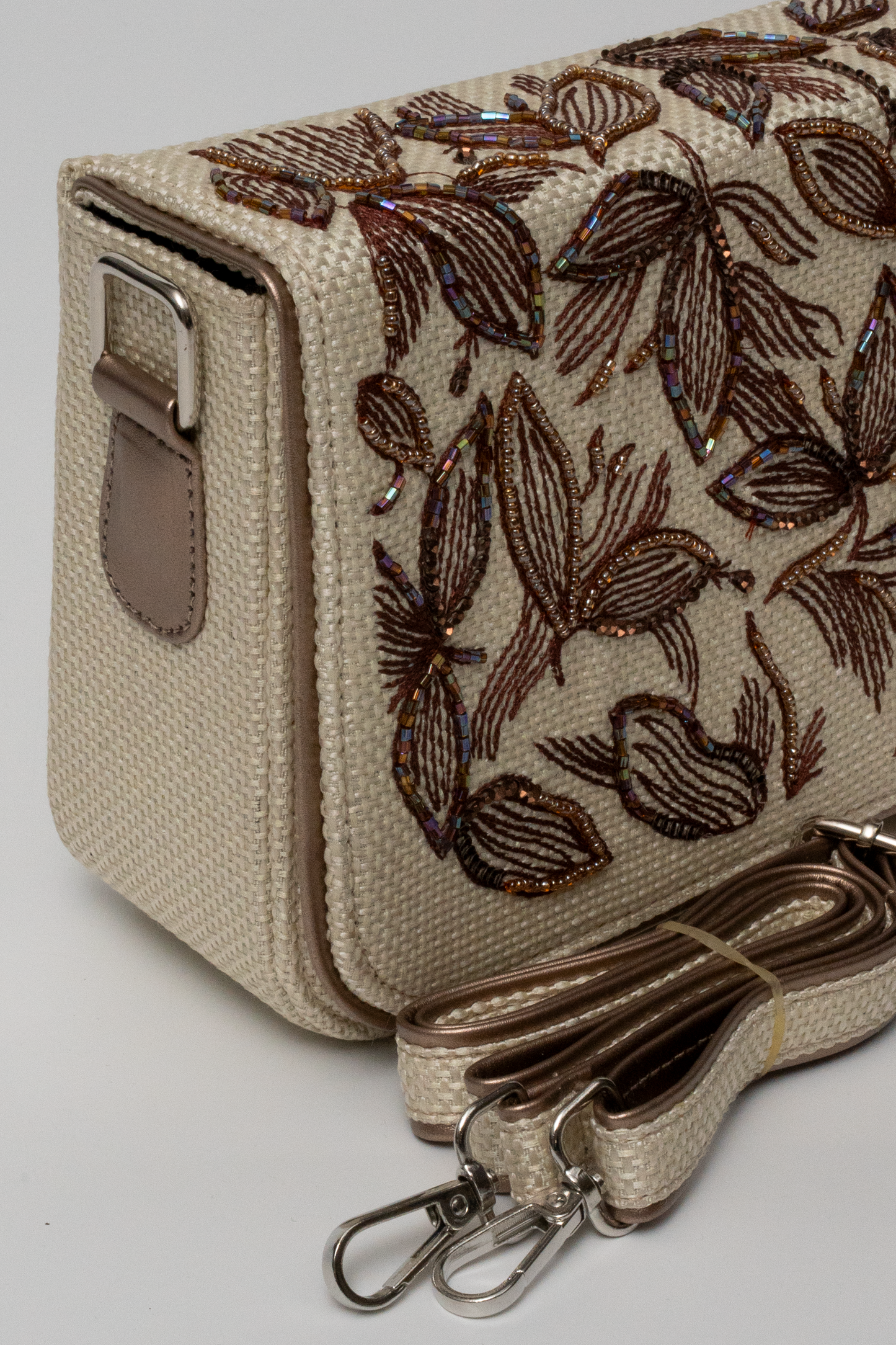 Floral Hand-Embroidered Beaded Box Bag