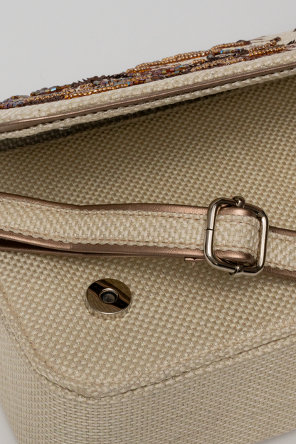 Floral Hand-Embroidered Beaded Box Bag