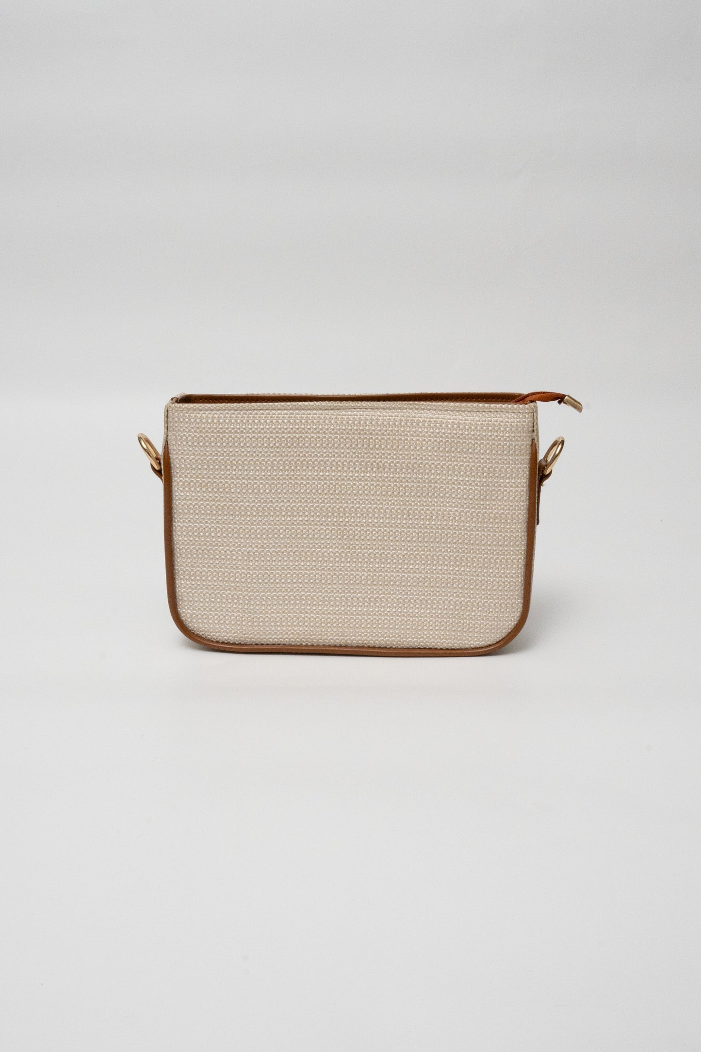 Floral Embroidered Beaded Crossbody Bag – Tan Leather Trim
