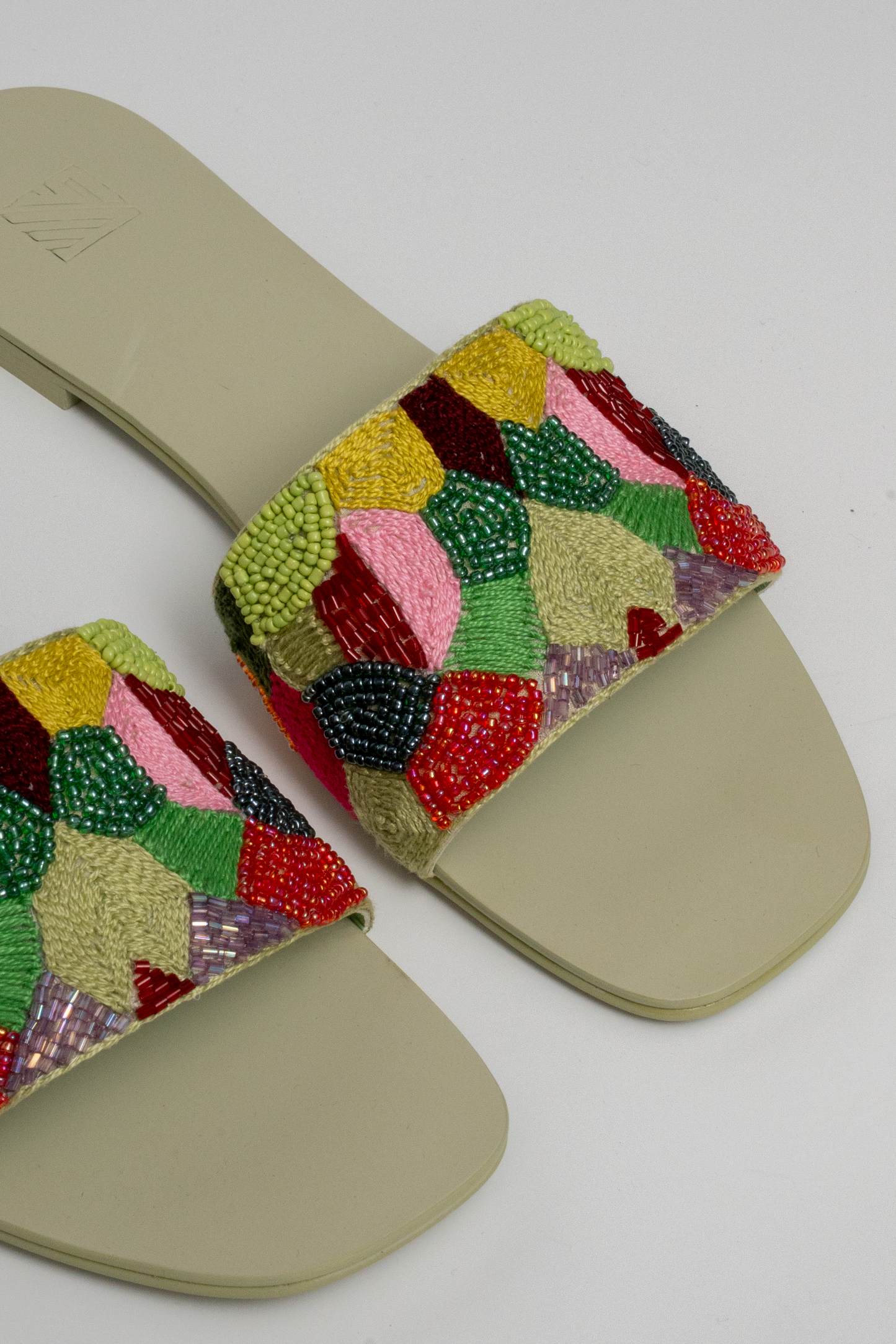 Hand-Embroidered Multicolor Flats
