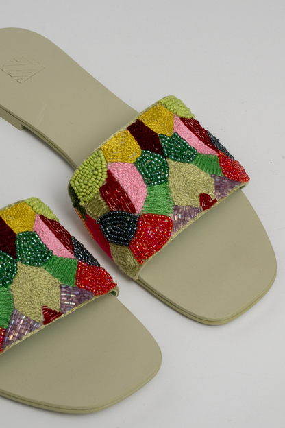 Hand-Embroidered Multicolor Flats