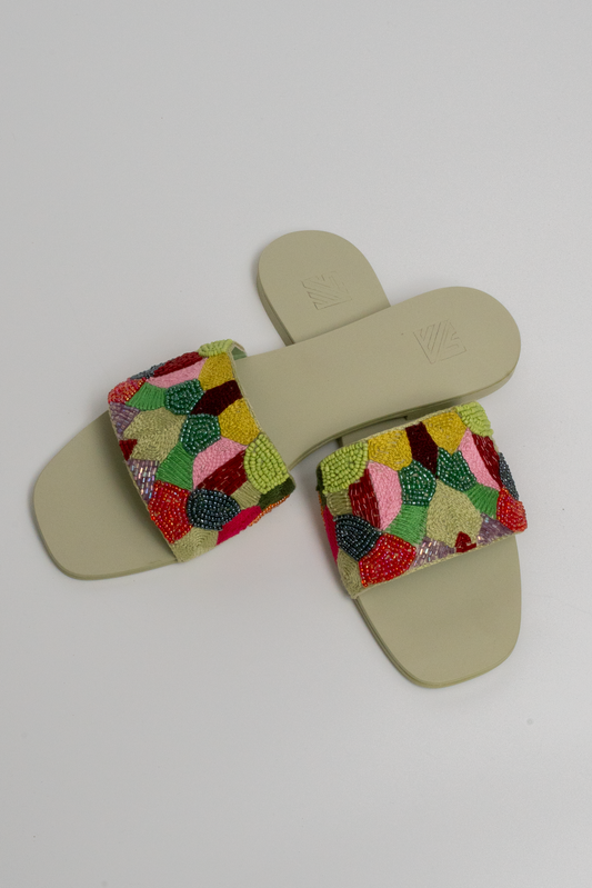 Hand-Embroidered Multicolor Flats