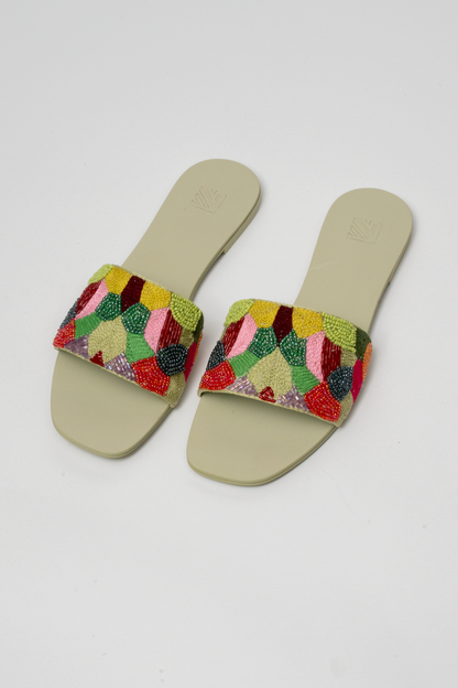 Hand-Embroidered Multicolor Flats