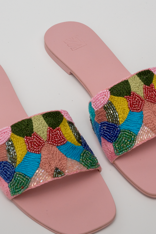Hand-Embroidered Multicolor Flats