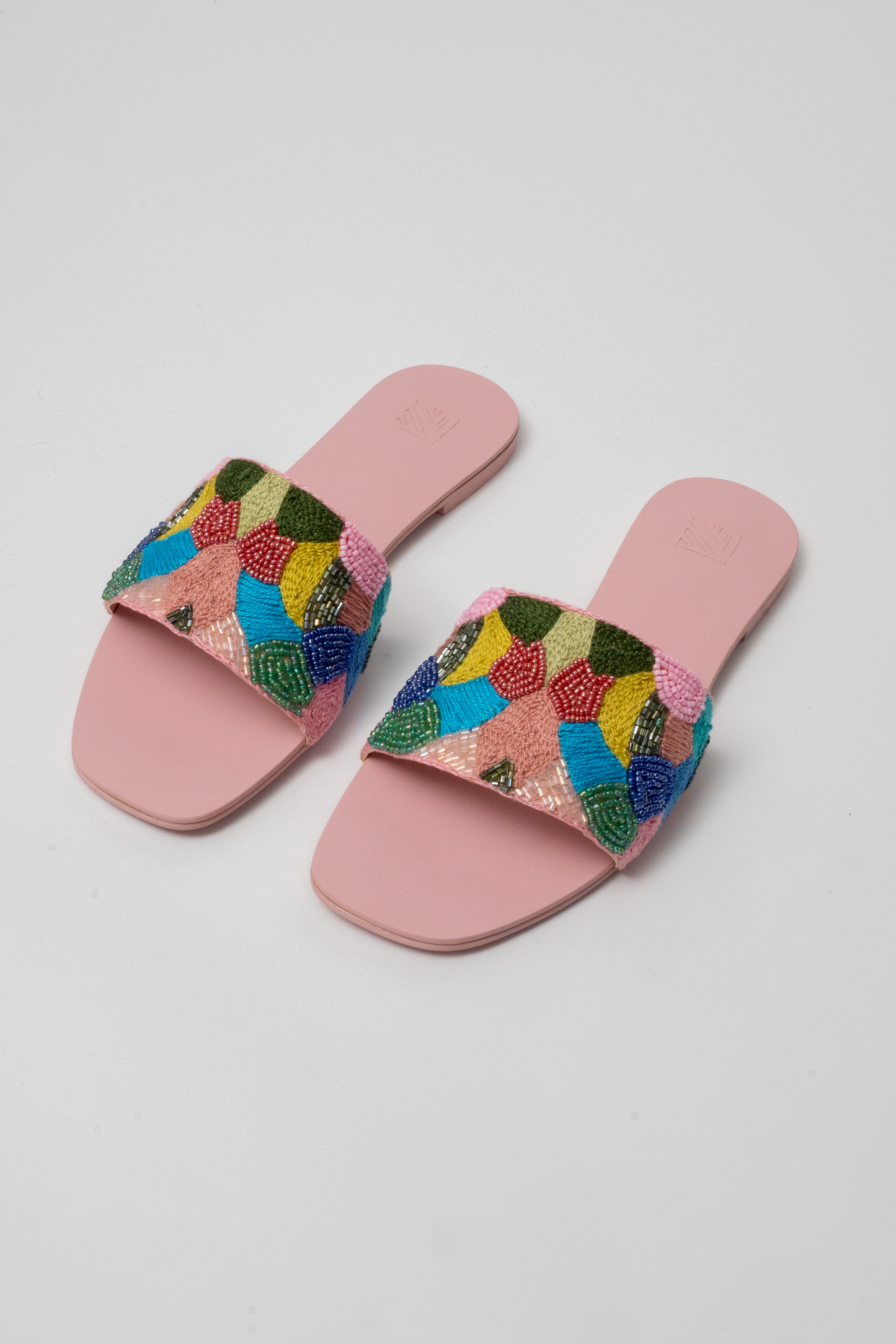 Hand-Embroidered Multicolor Flats