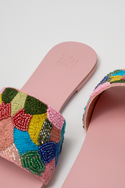 Hand-Embroidered Multicolor Flats