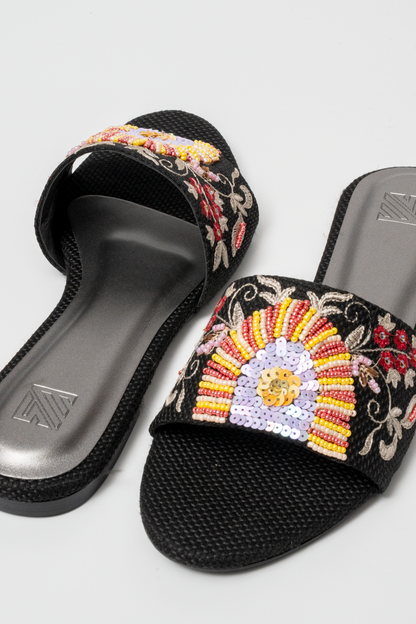 Floral Hand-Embroidered Flats