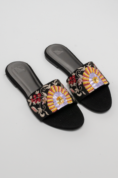 Floral Hand-Embroidered Flats