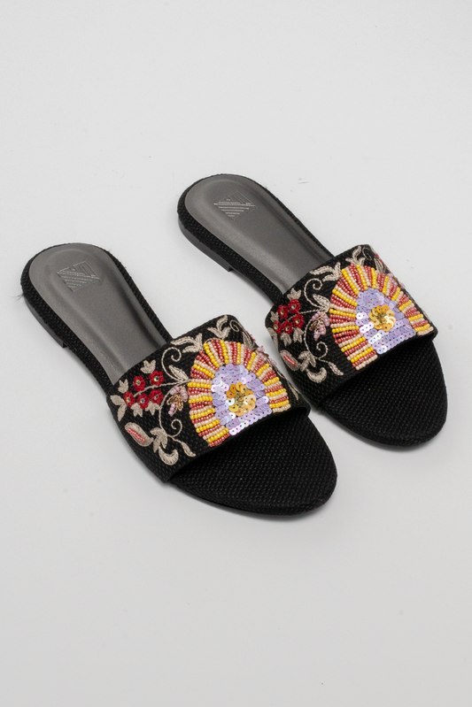 Floral Hand-Embroidered Flats