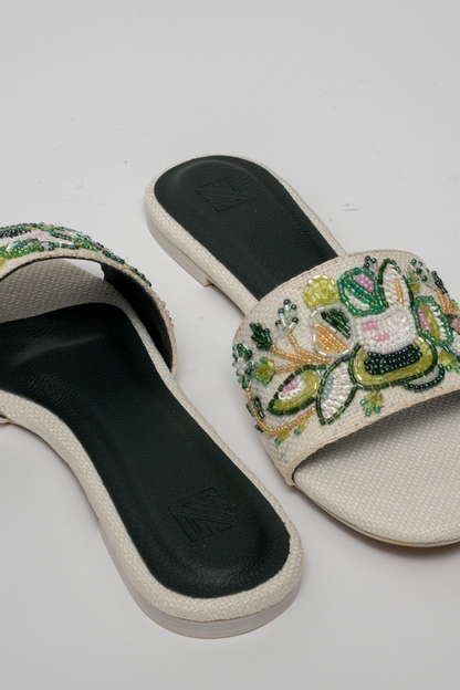 Floral Hand-Embroidered Flat Shoes