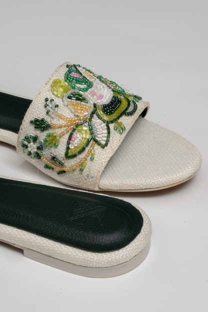 Floral Hand-Embroidered Flat Shoes
