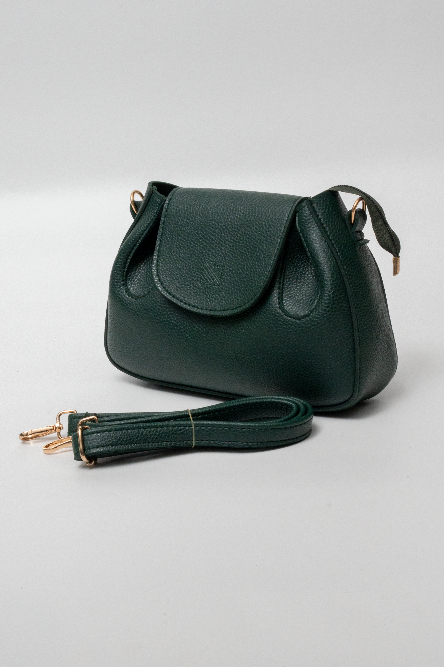 Emerald Green Structured Crossbody Bag