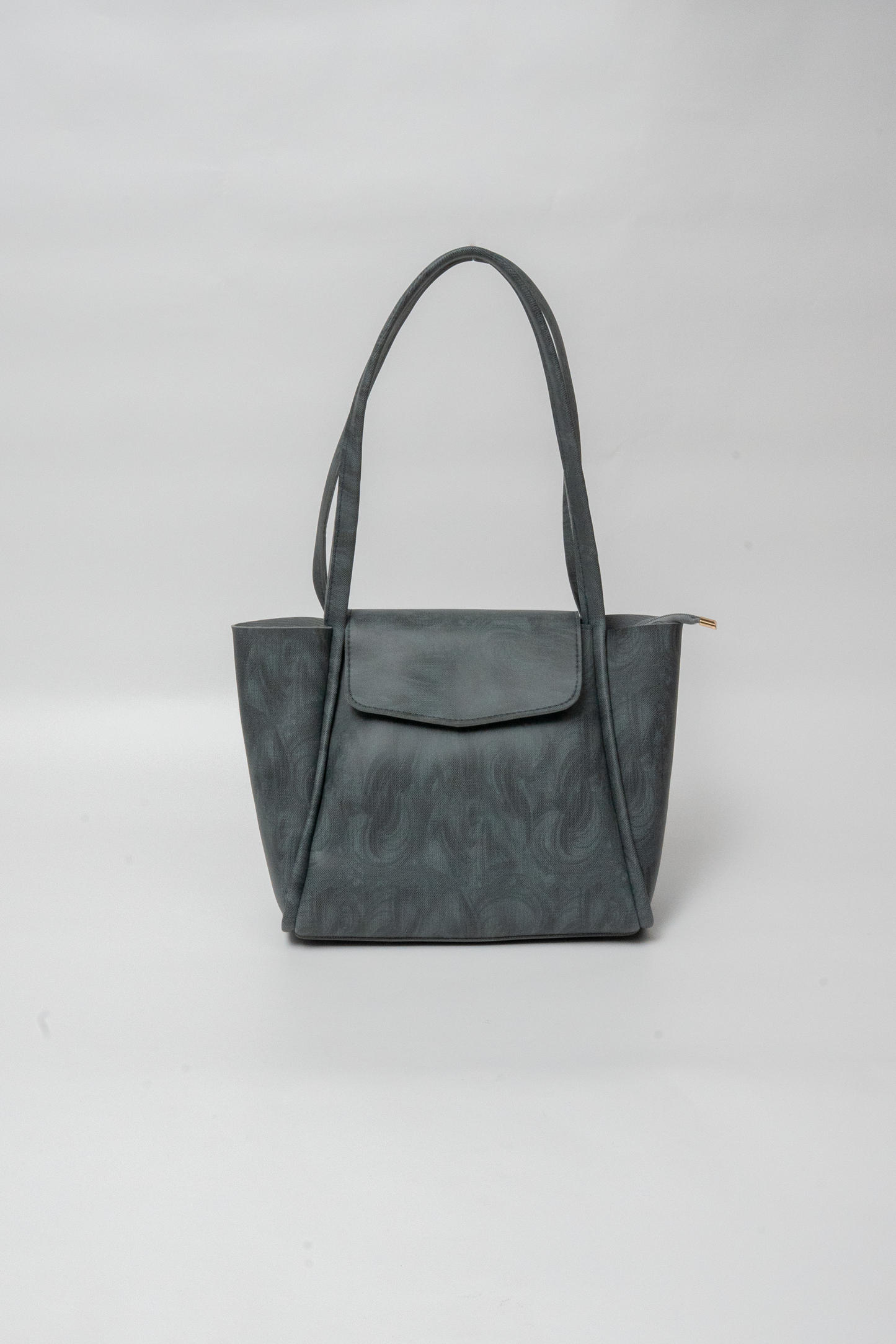 Tan Structured Tote Bag with Front Flap